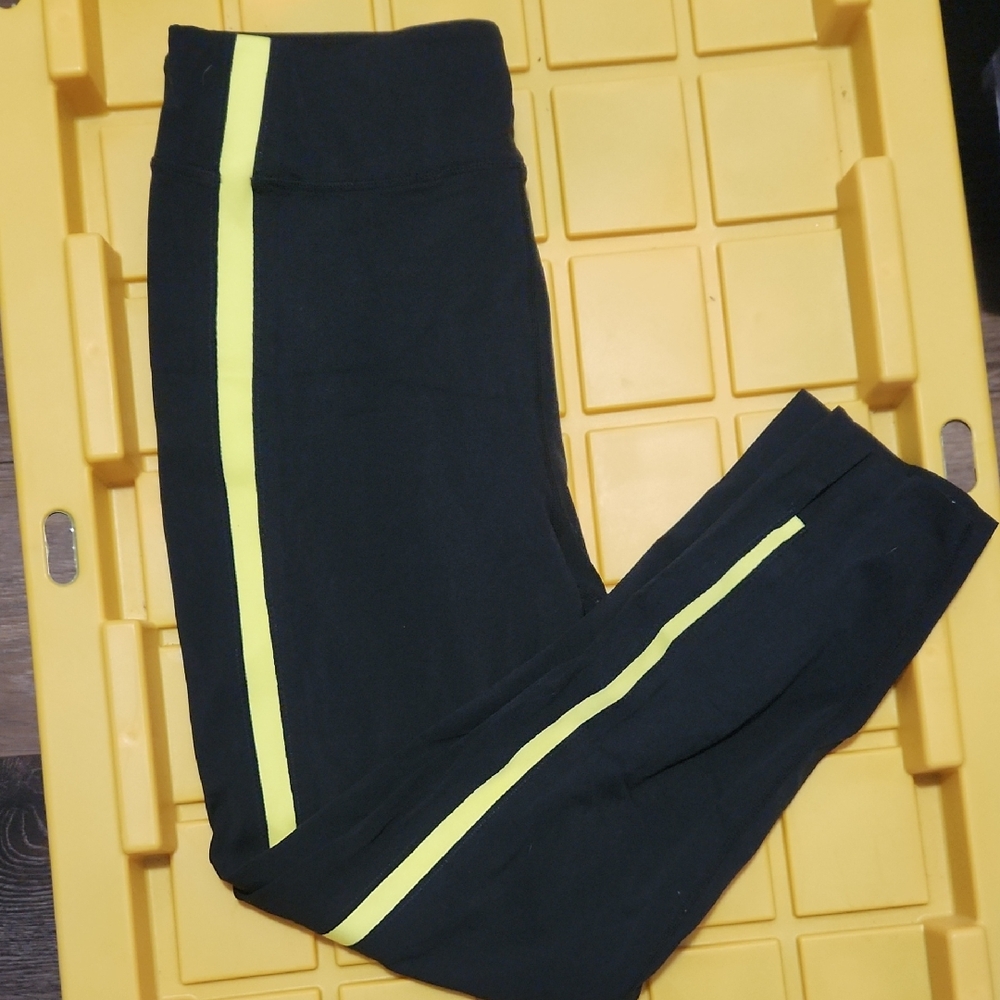Free ZYIA Black Leggings with Yellow Stripe